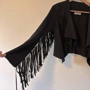 Black Fringe Suede Cowgirl Jacket